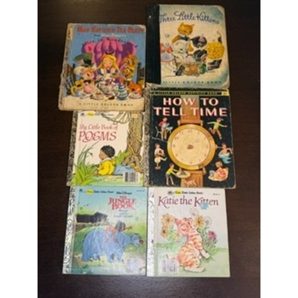 Vintage Little Golden Book Bundle Alice in Wonderland Jungle Book Kittens Lot 6